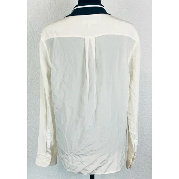 RAG & BONE • Nico Long Sleeve Tipped Silk Button-Down Shirt Blouse, S - Picture 8 of 16